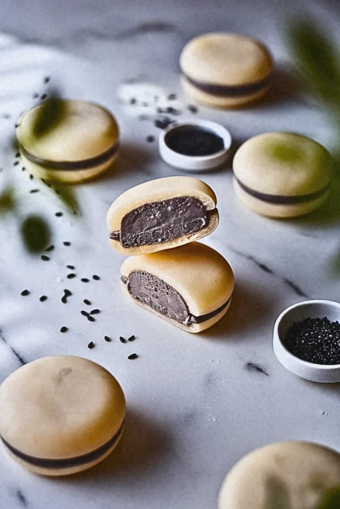 Black Sesame Mochi Ice Cream Sandwiches