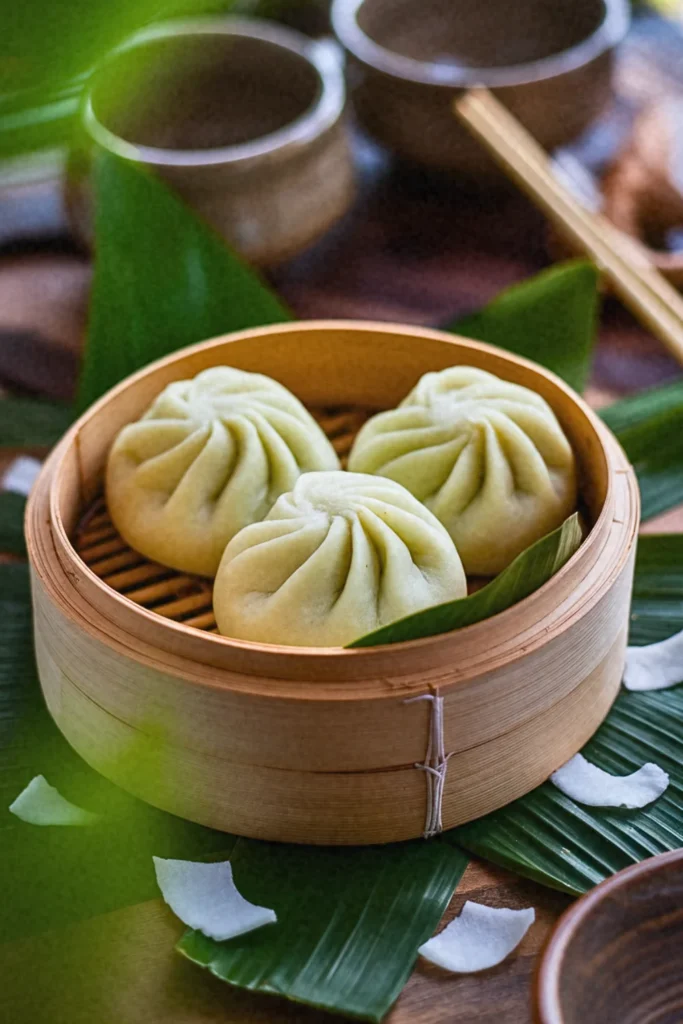 Coconut Pandan Custard Buns