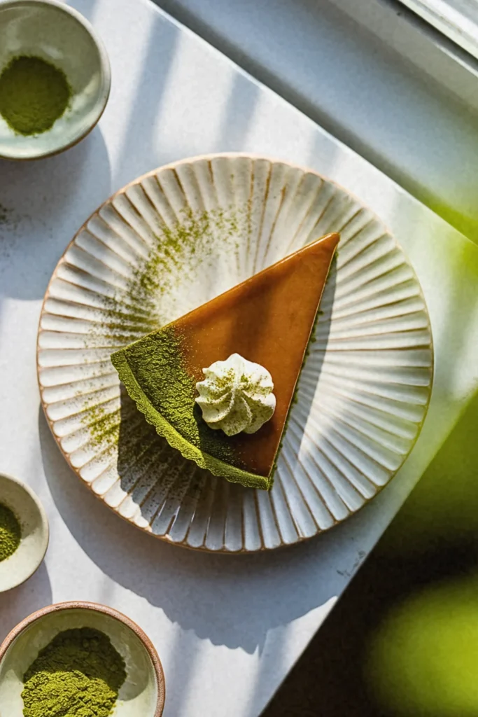 Miso Caramel Tart with Matcha Crust