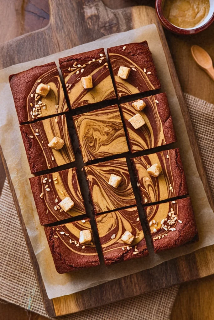 Tahini Swirl Brownies with Halva Crumble