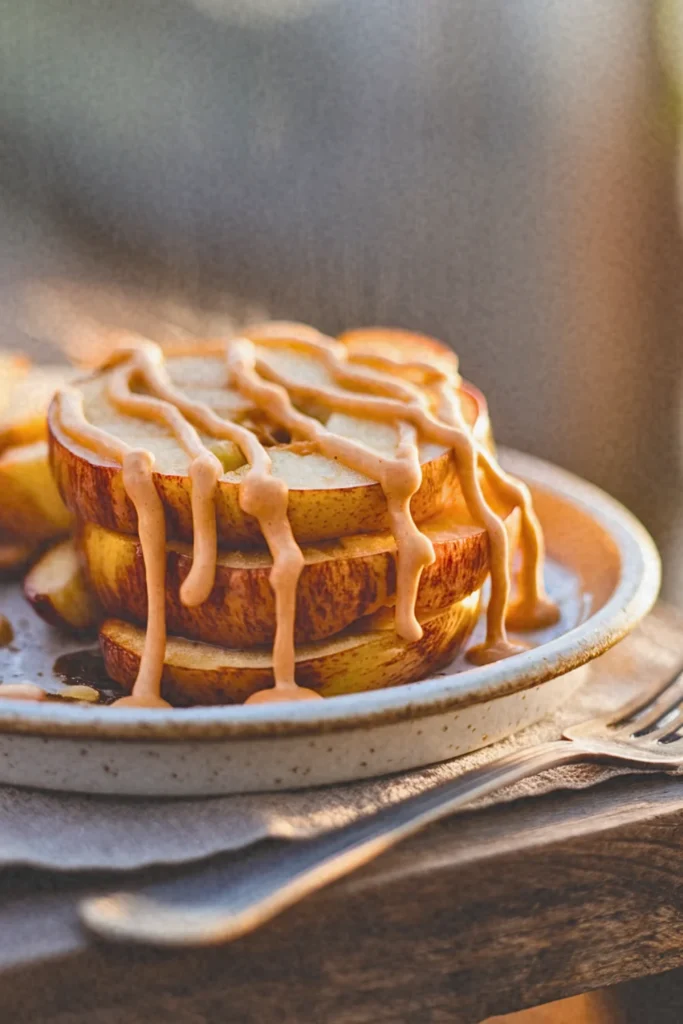 Baked Cinnamon Apple Slices with Almond Butter Drizzle