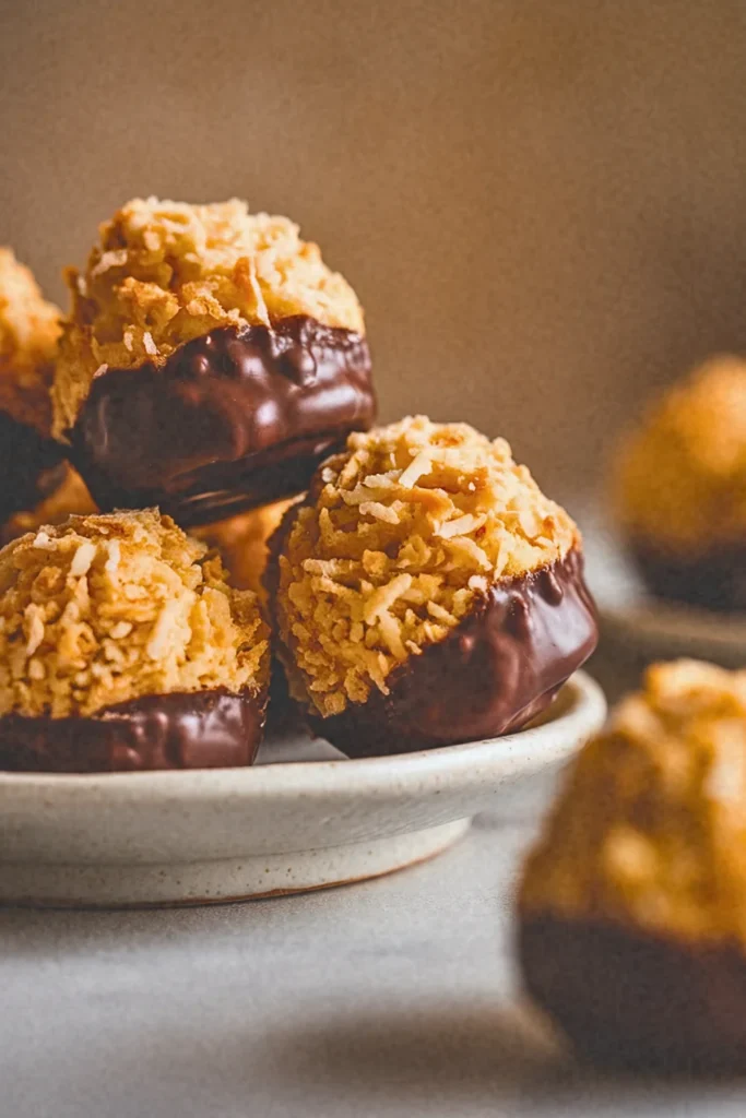 Coconut Macaroons with Dark Chocolate Dip
