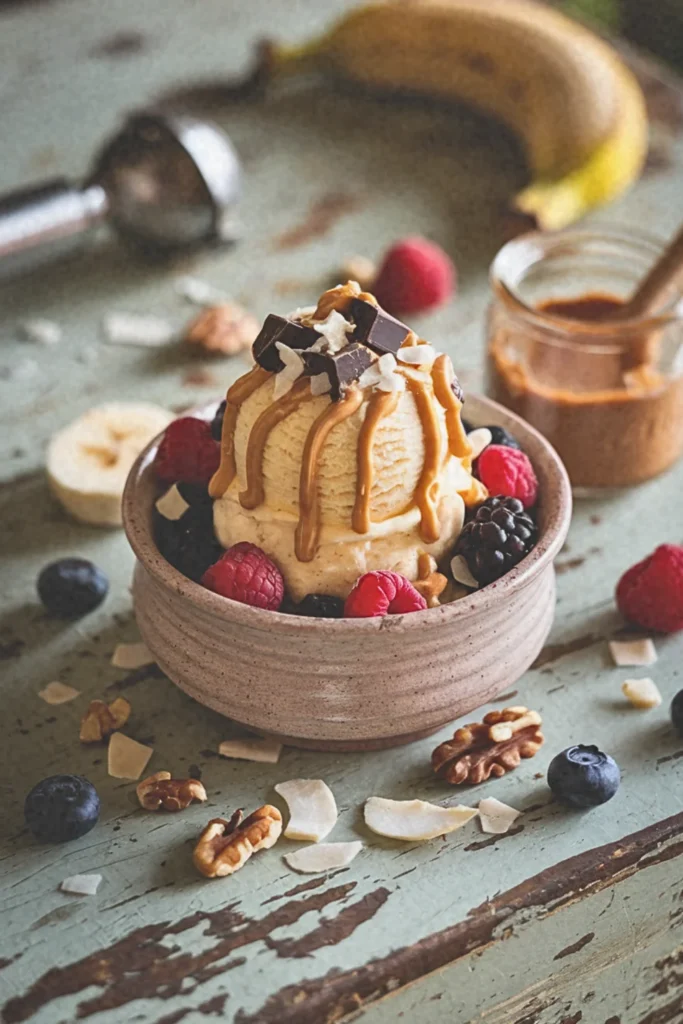 Frozen Banana Nice Cream Sundae