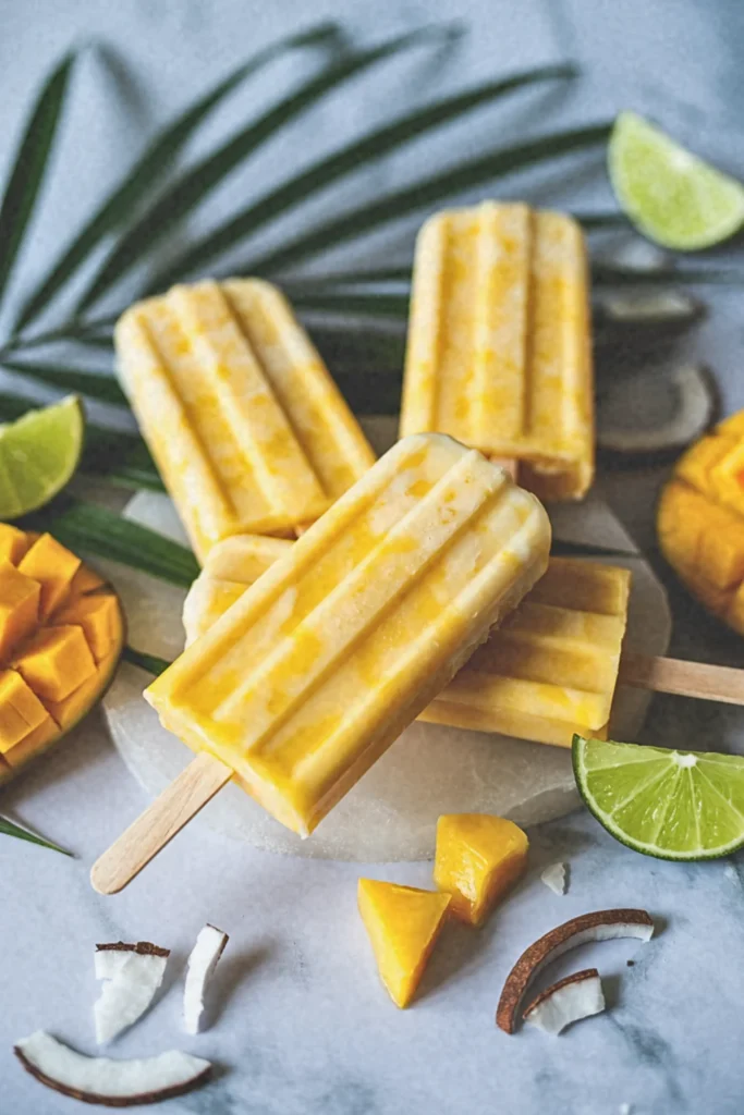Frozen Mango Coconut Popsicles