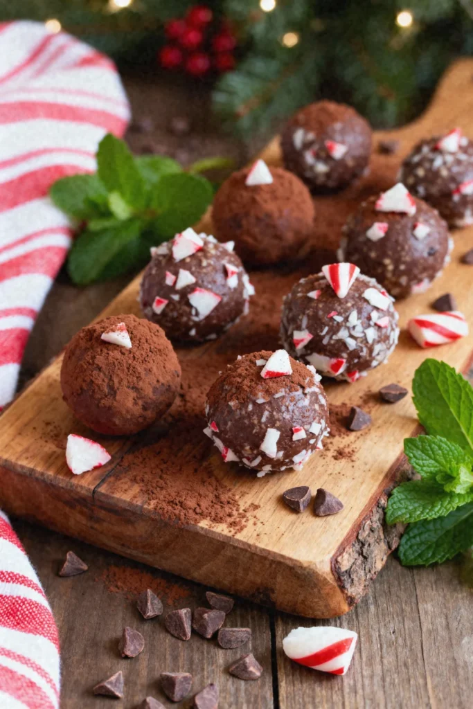 Raw Peppermint Chocolate Truffles