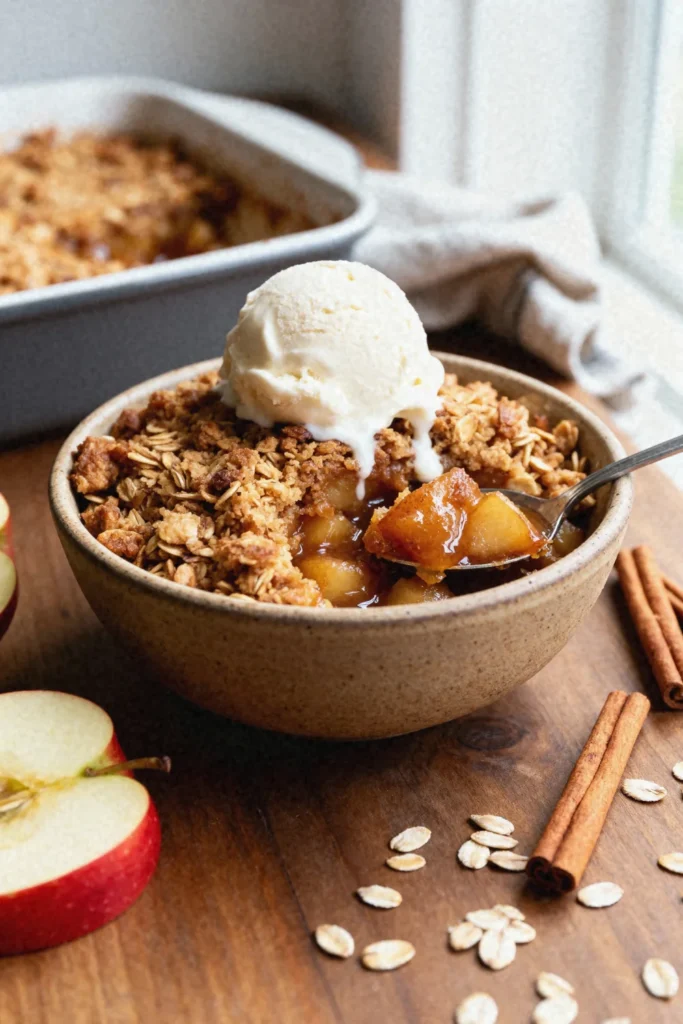 Baked Cinnamon Apple Crumble with Oat Topping